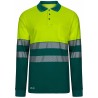 305545 Long-sleeve two-tone cotton polo shirt with segmented tape