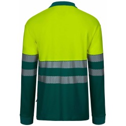 305545 Long-sleeve two-tone cotton polo shirt with segmented tape
